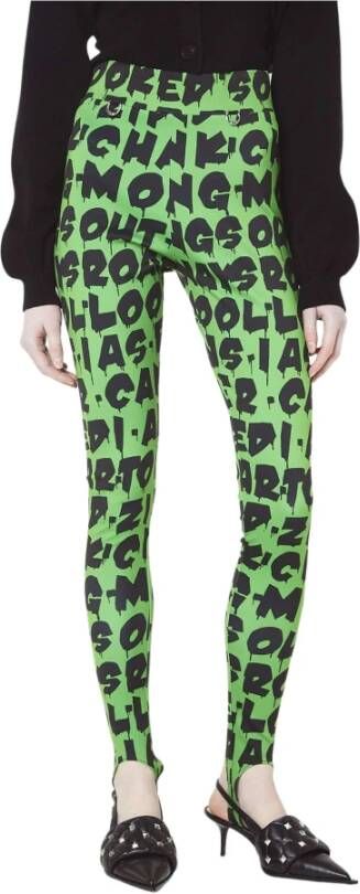 John Richmond Leggings con logo all over , Groen, Dames