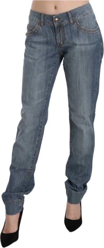 Just Cavalli Gewassen katoenen lage taille slanke spiegelschoenbroek , Grijs, Dames