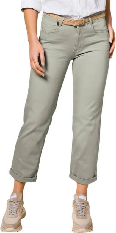 Para Mi cropped high waist boyfriend broek Bobby Color Denim lichtgroen