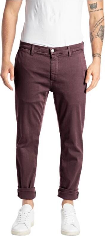 Replay Slim fit broek , Rood, Heren