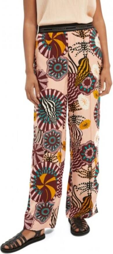 Scotch & Soda high waist wide leg palazzo broek met all over print lichtroze