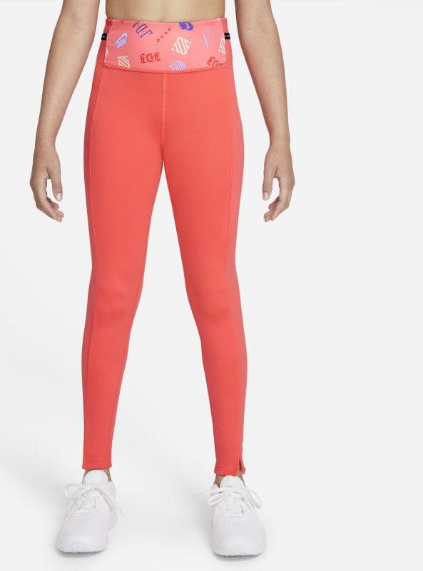 Nike Dri FIT One Luxe Legging met print voor meisjes Oranje