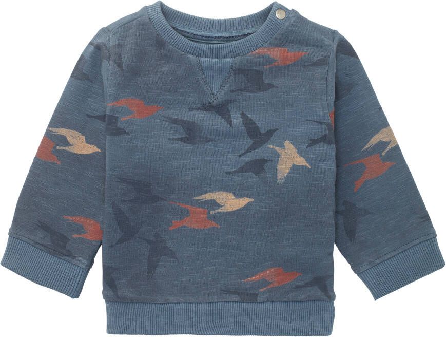 Noppies baby sweater Ramadi met all over print zeeblauw