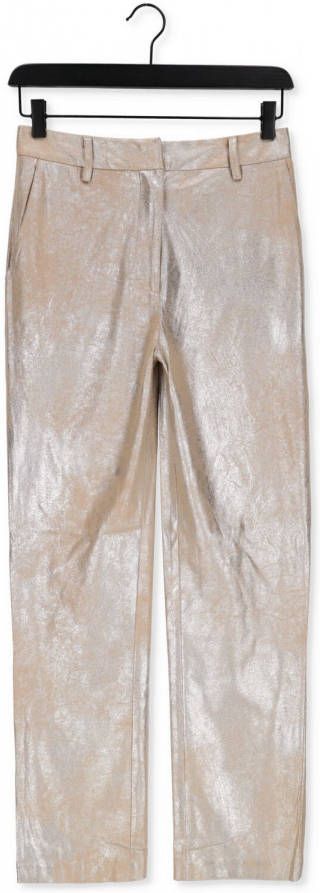 Alix the Label Zilveren Pantalon Ladies Woven Faux Suede Straight Leg Pants