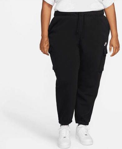Nike Sportswear Club Fleece Oversized cargo joggingbroek met halfhoge taille voor dames Zwart