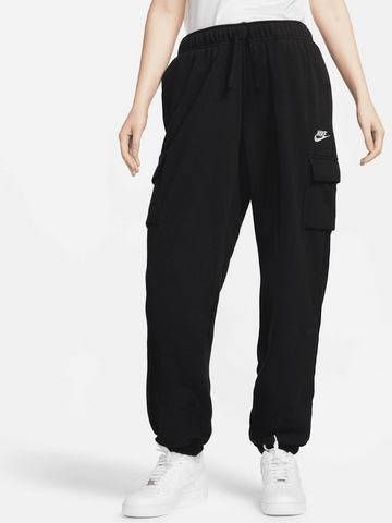 Nike Sportswear Club Fleece Oversized cargo trainingsbroek met halfhoge taille voor dames Zwart