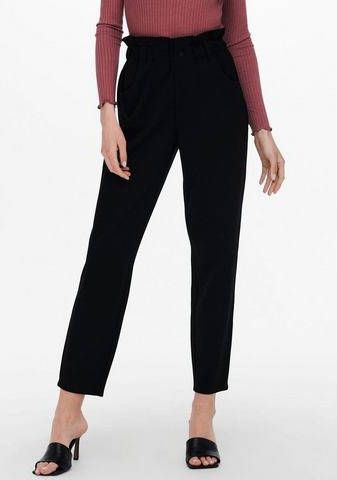 ONLY high waist tapered fit broek ONLPOPTRASH OVA zwart