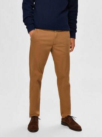 SELECTED HOMME slim fit broek SLHMILES met biologisch katoen camel