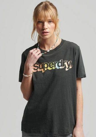 Superdry T shirt Vintage Core logo T shirt in metallic look