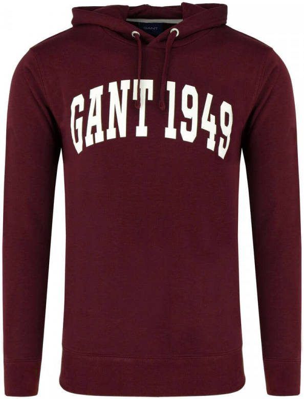 GANT Regular Fit Hooded Sweatshirt rood, Effen