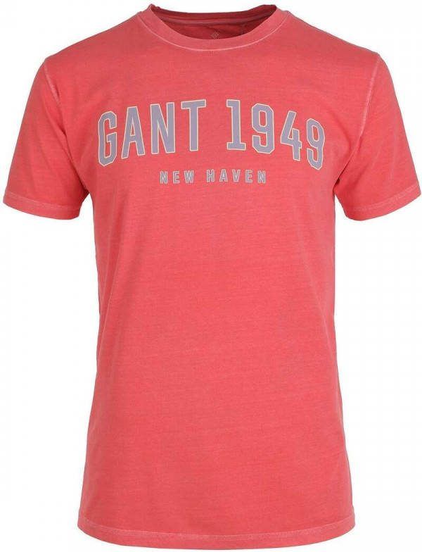 GANT Regular Fit T Shirt ronde hals rood, Bedrukt