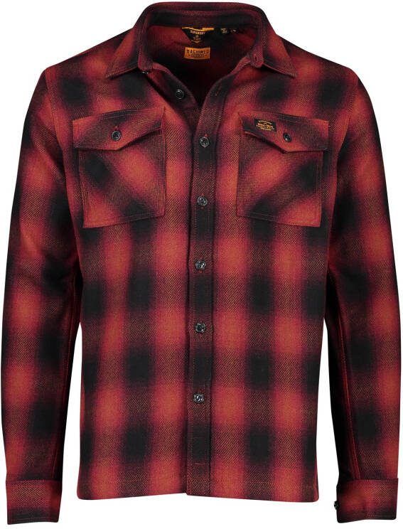 Superdry Redwood Check Wool Miller Overshirt 40 Shirt , Rood, Heren