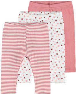 NAME IT BABY legging set van 3 roze/wit