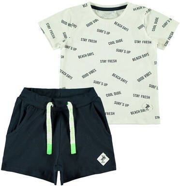 name it Set T Shirt en Shorts Nmmzallom sneeuw white