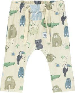 NAME IT BABY broek Bifish met biologisch katoen beige/blauw/groen