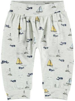 NAME IT BABY broek NBMFALLEÃƒâš met all over print lichtgrijs melange/blauw