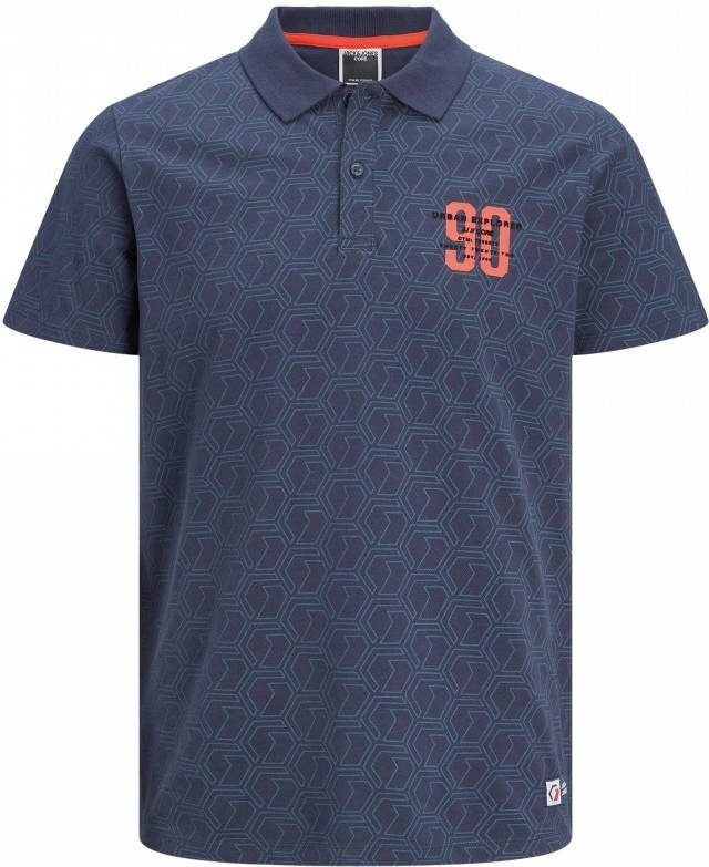 JACK & JONES CORE regular fit polo met all over print navy blazer