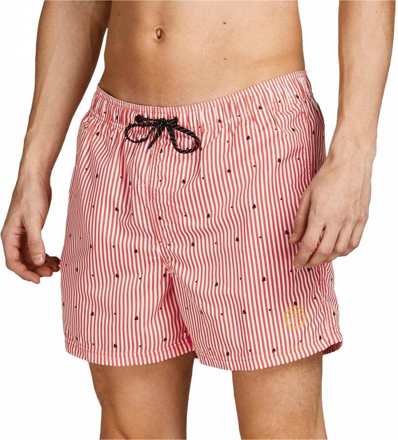 JACK & JONES gestreepte zwemshort JPSTCRETE roze