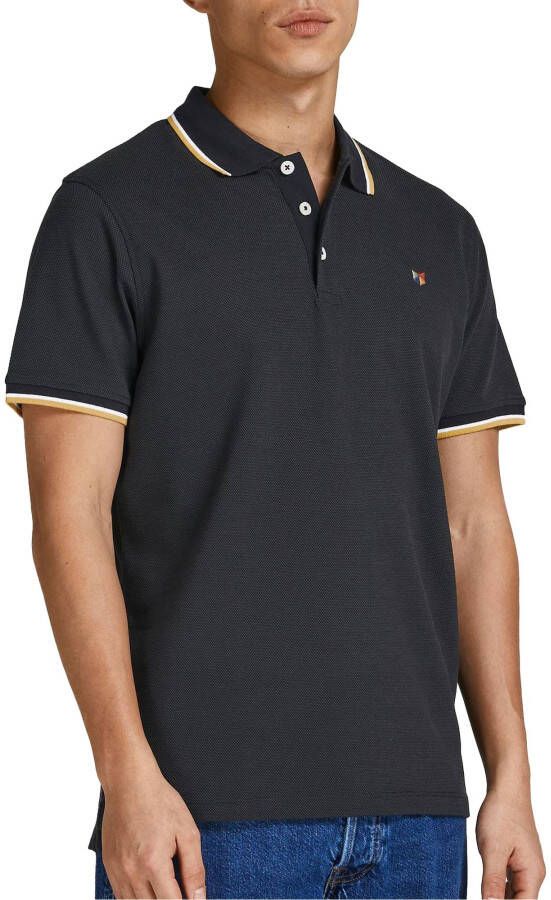 JACK & JONES PREMIUM regular fit polo JPRBLUWIN met contrastbies black