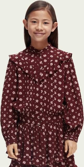 Scotch & Soda Blouse met print, ruches en lange mouwen