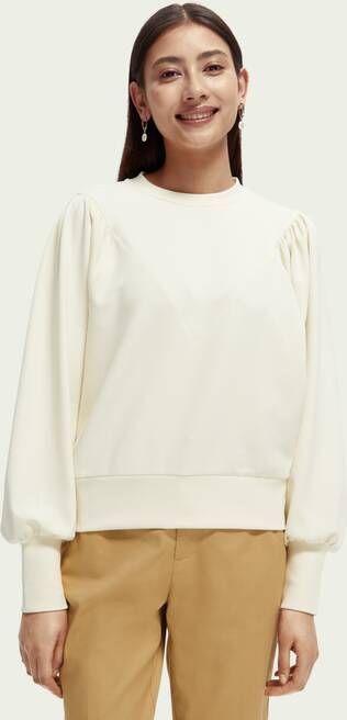 Scotch & Soda Ecru Sweater Loose Fit Sweat With Puff Sleeves