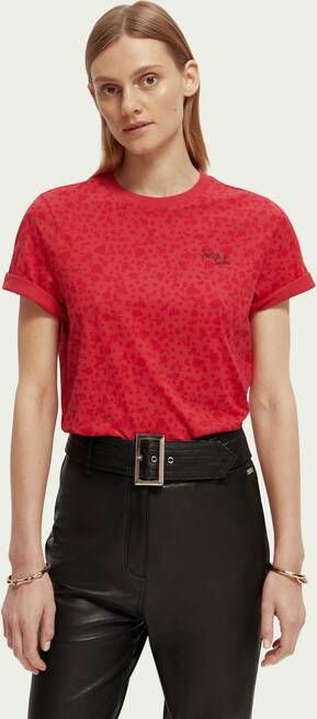 Scotch & Soda Regular fit T shirt met print van biologisch katoen