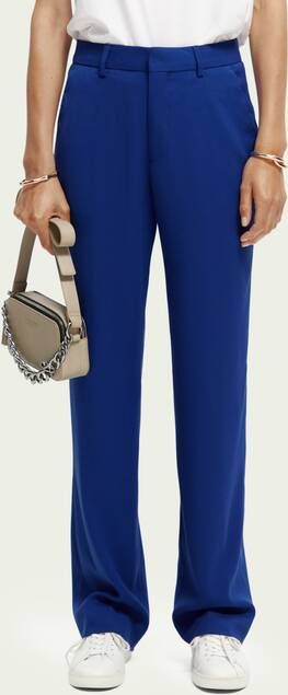 Scotch & Soda Blauwe Wijde Broek Hailey High rise Straight Leg Trousers