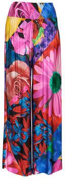 Desigual gebloemde high waist wide leg broek roze/blauw