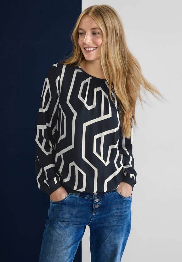 Street One Blouse met print en cut out.