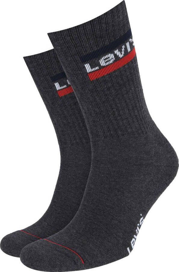 Levi's sokken met logo set van 2 antraciet/zwart