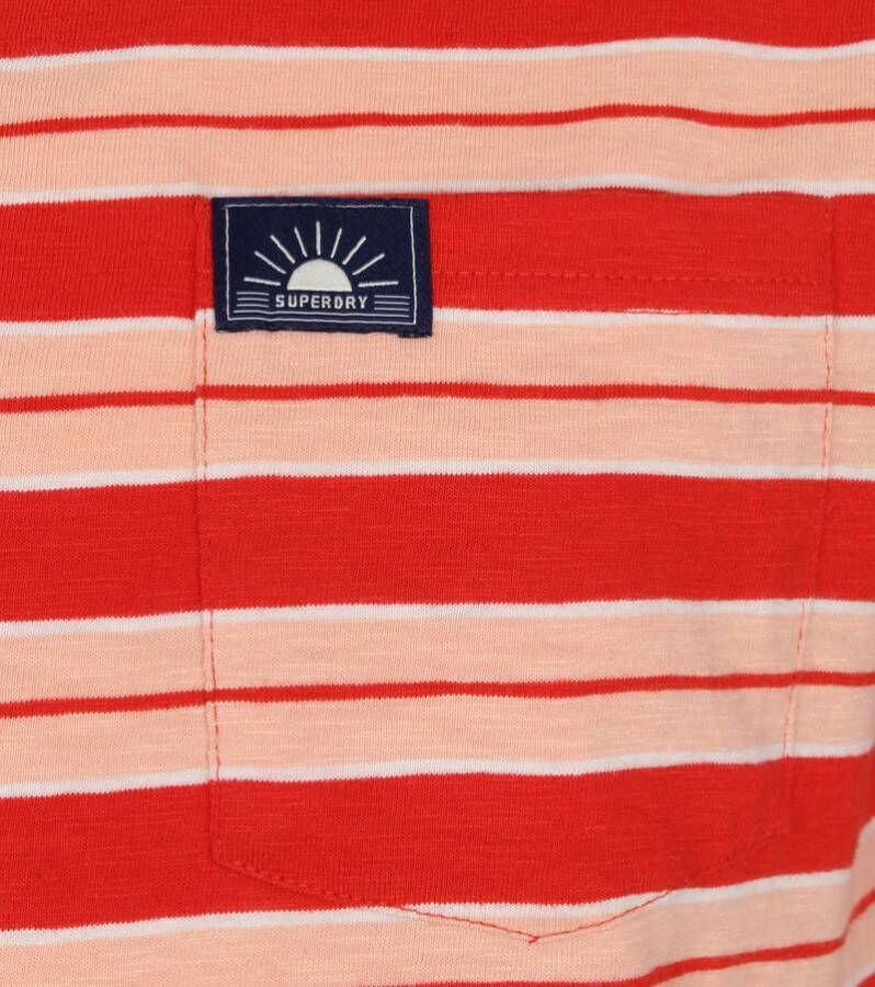 Superdry Surf T Shirt Strepen , Rood, Heren