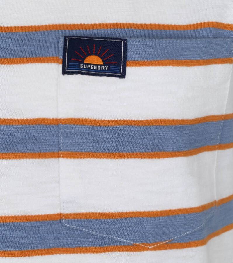 Superdry Surf T Shirt Strepen Wit , Blauw, Heren