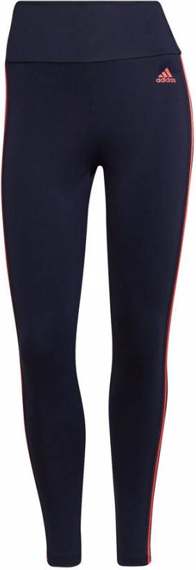 adidas designed to move high rise 3 stripes 7/8 sporttight blauw/roze dames