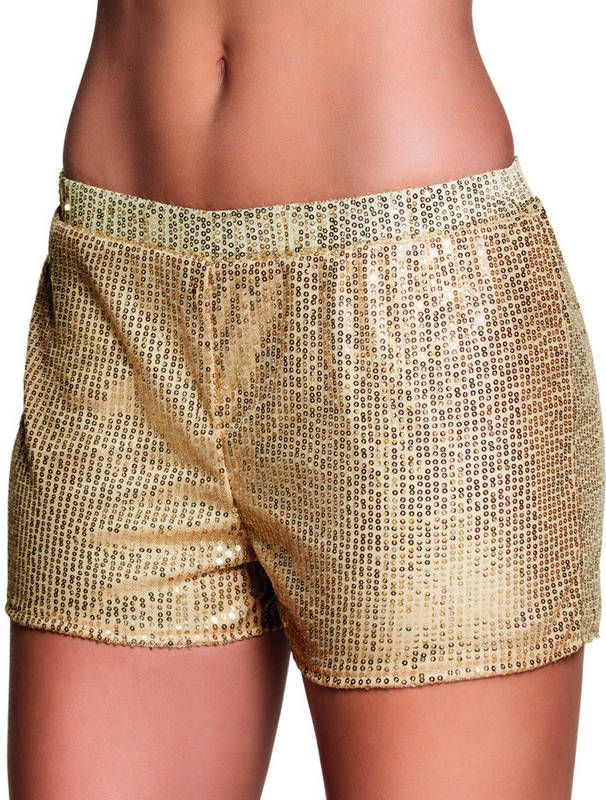 Feestbazaar Hotpants pailletten goud