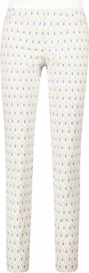 gardeur slim fit broek Celin760 met all over print zand/blauw