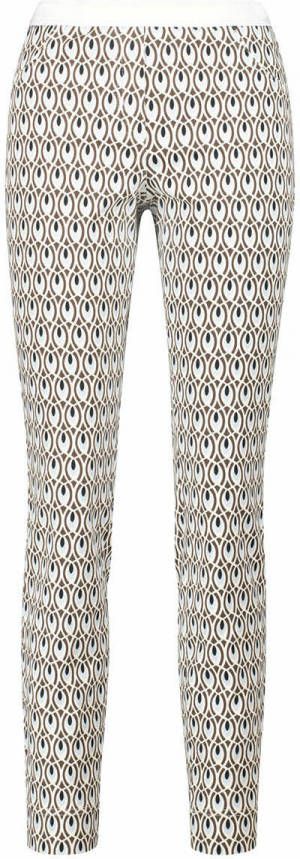 gardeur slim fit broek Celin760 met all over print donkergroen/ecru