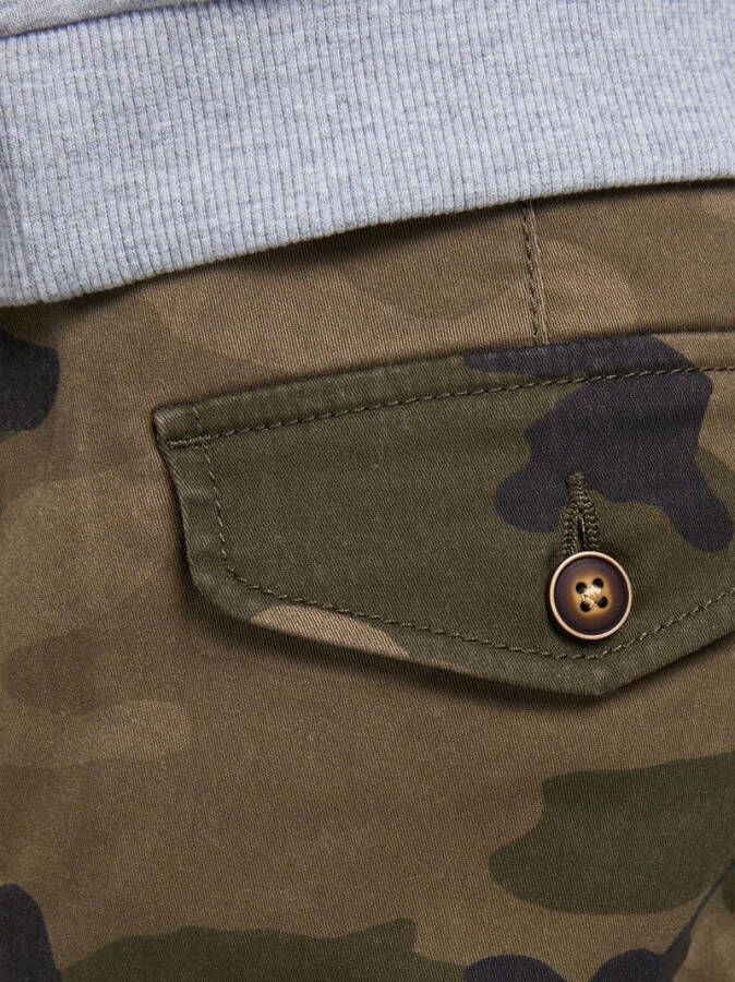 JACK & JONES JUNIOR broek JJIPAUL met camouflageprint olijfgroen/donkergroen