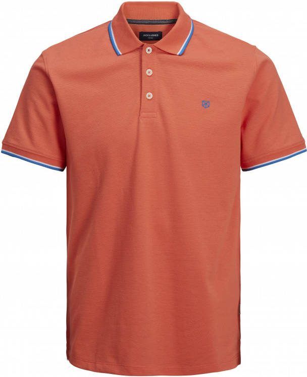 JACK & JONES PREMIUM regular fit polo JPRBLUWIN met contrastbies living coral