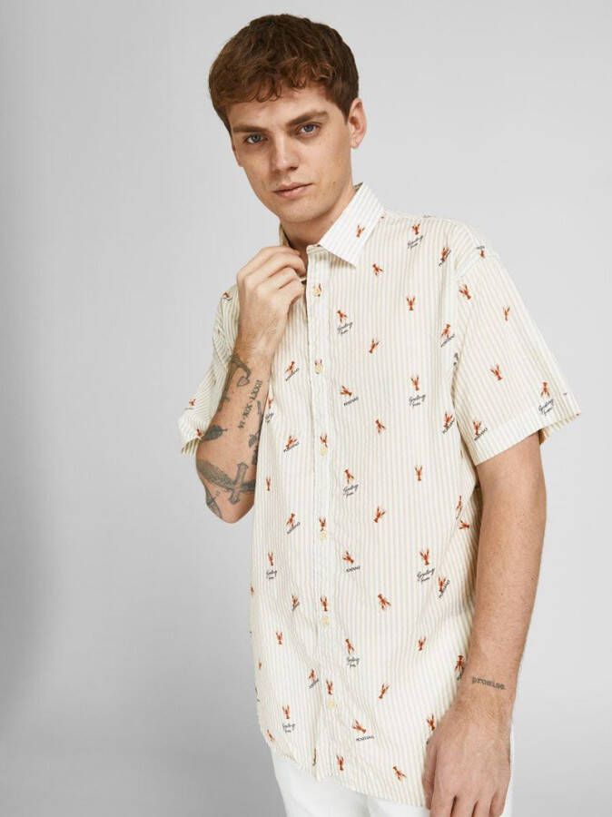 JACK & JONES ORIGINALS regular fit overhemd JORALOHA met all over print cloud dancer