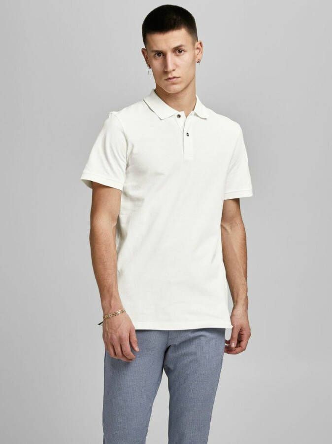 JACK & JONES ESSENTIALS slim fit polo JJEWASHED ecru