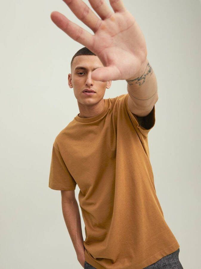 jack & jones Jack%Jones Premium Jprcc Badge Heavy Tee SS Crew Neck Java/American Fit | Freewear Bruin , Bruin, Heren