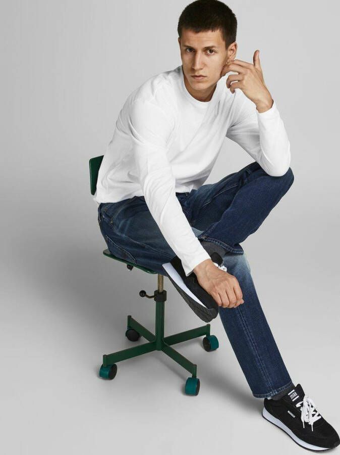 JACK & JONES ESSENTIALS regular fit longsleeve JJENOA van biologisch katoen wit