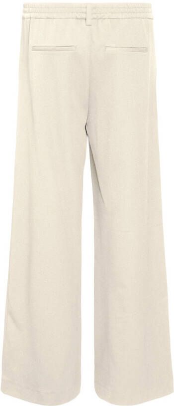 OBJECT wide leg pantalon OBJLISA van gerecycled polyester beige
