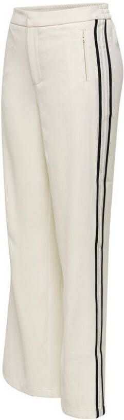 ONLY high waist wide leg broek ONLCASIA met zijstreep en textuur ecru