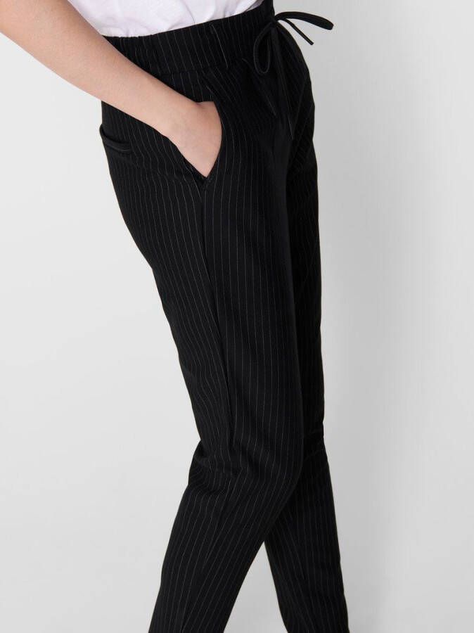 ONLY gestreepte high waist wide leg pantalon zwart/ecru