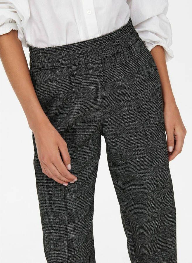 ONLY geruite wide leg broek ONLPOPTRASH zwart/grijs