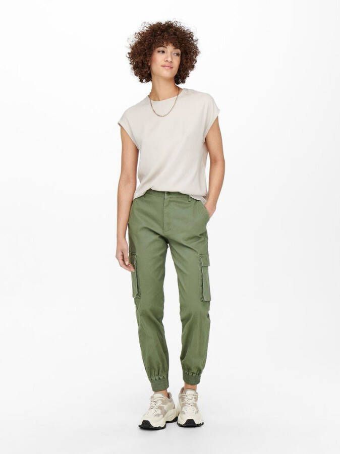 ONLY tapered fit broek ONLBETSY ALVA donkergroen