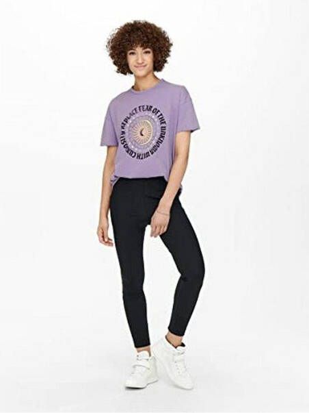ONLY T shirt ONLLUCY met printopdruk paars