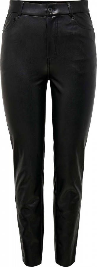 ONLY imitatieleren cropped high waist straight fit broek Emily zwart