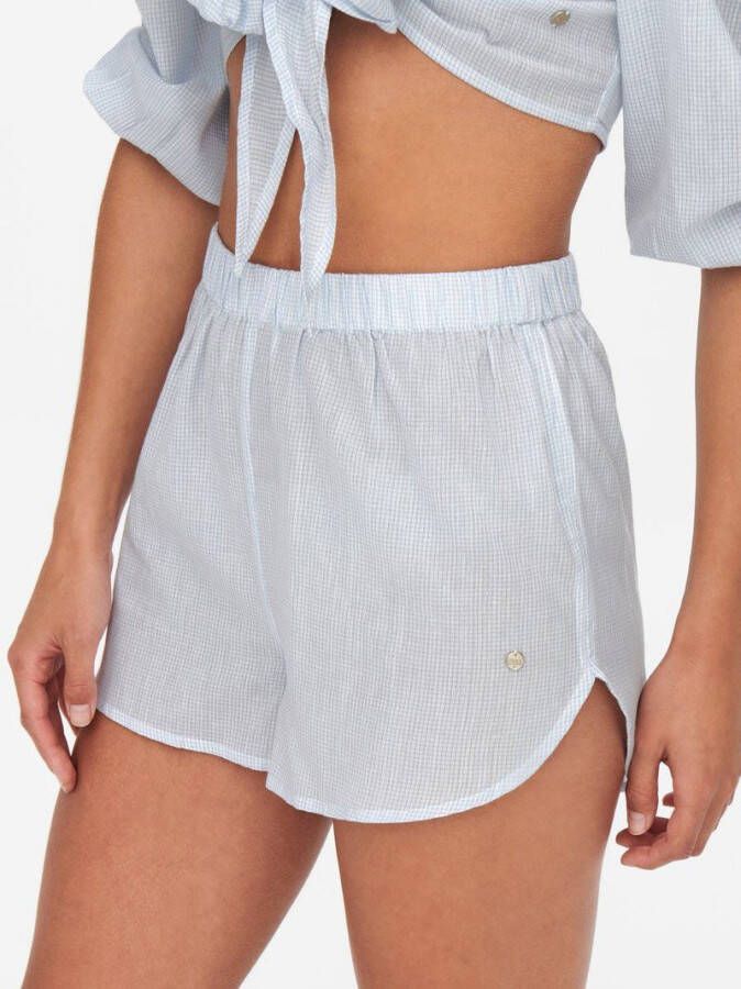 ONLY geruite strandshort ONLIVY lichtblauw